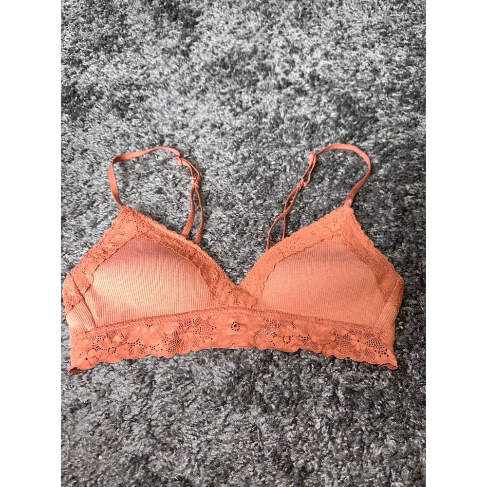 Aerie Lace Trim Bralette Ribbed Soft Padded Bra‎ Adjustable Straps 32B